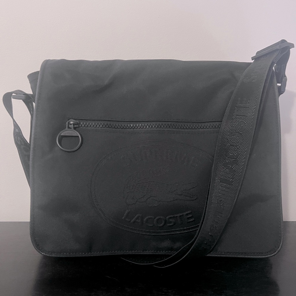 Supreme x Lacoste messenger bag with dual branding